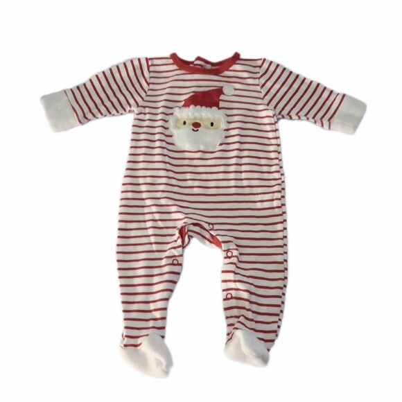 2pc Santa Christmas Holiday Infant Sleepers sz 6M Infant Pajamas PJs - Picture 2 of 10
